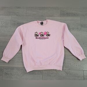 I Love Bubblegum Bobby Jack Monkey Crew Sweatshirt Pink Size Large